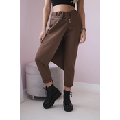 Kesi Włoski Punto Milano Winter trousers with a decorative zipper brown
