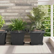 Kvadratna saksija za cvijece 24 pcs Crna 33 x 33 x 26 cm