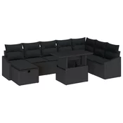 Sjedeca garnitura za vrt 9 pcs Crna poliratan