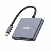 Kaku KSC-750 HUB adapter USB-C - USB 3.0/USB-C/HDMI, siva