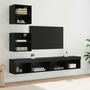 TV zidne jedinice s LED-om 5 pcs Crni hrast Konstruirano drvo