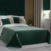 shumee VELVI Pregrinjalo za posteljo 220x240cm - smaragdno zeleno z geometrijskim vzorcem