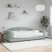 Greatstore Dnevna postelja z vzmetnico svetlo siva 100x200 cm žamet