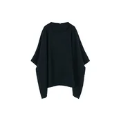 GOBI Cashmere Pulover Womens Boat-Neck Cashmere Poncho črna