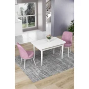 Hanah Home trpezarijski set Nil, sto i 2 stolice, bela ploca, roze tkanina Babyface