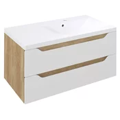 WAVE Vanity Unit 89,7x45x47,8cm, desna/bela/oak Alabama - Bela; rjava - 90x45x48 cm - Sapho - WAVE - 24 - MDF/laminat - 900 - 450 - 480 - 14