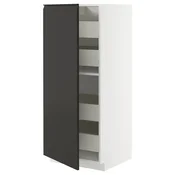 METOD / MAXIMERA Visoki element s fiokama, bela/Upplöv boja antracita, mat, 60x60x140 cm