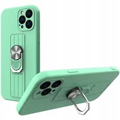 HURTEL Silikonski ovitek z obročem za prst in stojalom za iPhone 11 Pro Max, mint
