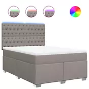 Boxspring - Krevet s oprugama i madracem smeđesivi 140 x 190 cm od tkanine - Sivo-smeđa 140 x 190 cm Dizajn s gumbima