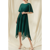 Midi haljina asimetricne dužine, tamno zelena