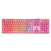 Deltaco Gaming GAM-021-RGB-P-DE tipkovnica, USB, QWERTZ, nemška, roza