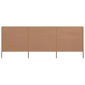 Vjetrobran s 3 panela od tkanine 400 x 80 cm smede-sivi