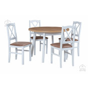Komplet za jedilnico Oslo 3L bela/artisan + 4 stola Nilo 11 bela 21B