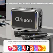 Claison Bluetooth karaoke zvucnik sa 2 mikrofona T187, Crni