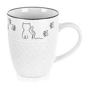 Northio Porcelanasta skodelica z motivom mačke, 380 ml, bela