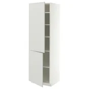 METOD Visoki element+police/2 vrata, bijela/Aspudden svijetlo siva, 60x60x200 cm