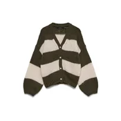 VERO MODA Pletena jopa VMMAYBE oliva/bela