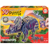 Puzzle dinozaver Triceratops 3D Creature Educa dolžina 43 cm 67 delov od 6-99 leta
