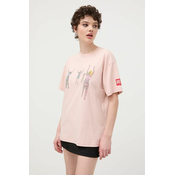 Pamučna majica Diesel za žene, boja: ružičasta