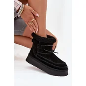 BIG STAR SHOES Suede Snow Boots for Women with Decorative Stitching Big Star