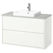 HAVBÄCK/ORRSJÖN Umival omar+predali/umivalnik/armat, bela/siva imitacija kamna, 102x49x71 cm