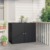 Greatstore Vrtna omara za shranjevanje črna 100x55,5x80 cm poli ratan