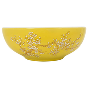 MAISON CHIC Umivalnik - Kopalna umivalnik - Lavabo Nadpultni bel in rumen okrogel ?41x14 cm keramika, (21684717)