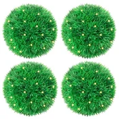 shumee vidaXL Umetni pušpani okrogli z LED lučmi 4 kosi zelene 12 cm