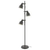 HEKTAR Podna lampa s 3 reflektora, tamnosiva