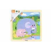 Viga Toys Drvene puzzle Slon 44626, 9 komada