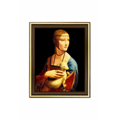 Reprodukcija na platnu v okvirju Leonardo Da Vinci, Dama z gronostajem 24 x 29 cm