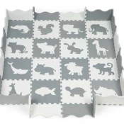 ECO TOYS Podloga za igru sa ogradom 36 elemenata Sivo-bela 154x154 cm