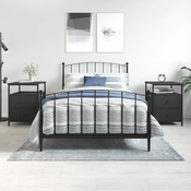 Greatstore Nočna omarica 2 kosa črna 44x45x60 cm inženirski les