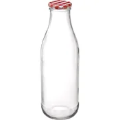 Gastro steklena steklenica za sok 500 ml, z okrasnim pokrovčkom, karirast dekor, 6 kos
