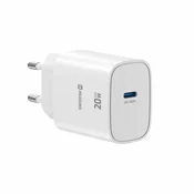 SWISSTEN Swissten Edge GaN 1x USB-C 20W polnilec, bel