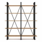 Črn/naravni regal v hrastovem dekorju 150x180 cm Aviva – Marckeric