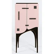 Casa Padrino luxury bar cabinet pink/black/brass 48 x H. 134 cm - Solid wood wine cabinet with 2 doors - Bar furniture - Hotel furniture - Luxury furniture