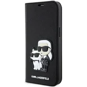 shumee Ovitek za iPhone 14 Pro Karl Lagerfeld Saffiano Karl & Choupette črne barve