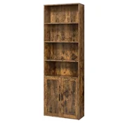 Songmics Knjigarna 6 polic z vrati 24x60x175 cm rjava