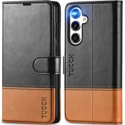 TUCCH usnjena preklopna torbica za Samsung Galaxy S24 FE – črna/rjava