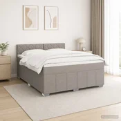 Vidaxl Postelja boxspring z vzmetnico Taupe 160 x 200 cm Blago