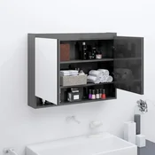 Kupaonski ormaric s ogledalom 80 x 15 x 60 cm MDF sjajni sivi