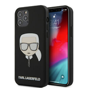 KARL LAGERFELD KLHCP12MGLBK za iPhone 12 ali 12 Pro črna silikonska zaščita - Karl s Head Glitter Glasses