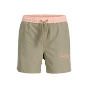 Jack & Jones Junior Kratke kopalne hlače JPSTMaui Archive  siva / pastelno roza