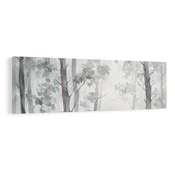 Slika tihi gozd v megli - 120x40
