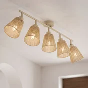 Lindby stropni reflektor Anuva, 86 cm, 5-žarčni, bež, papir - Dnevna soba/jedilnica - Podeželska hiša/Rustikalna - Papir/karton
