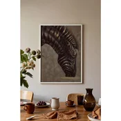 WallXpert uramljena slika 115257, zebra sa zlatnim prugama na braon pozadini, 30 x 40 cm, beli ram
