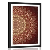 Plakat s paspartujem zlata Mandala na bordo ozadju - 20x30 black