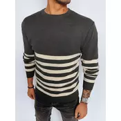 Mens Dark Grey Striped Dstreet Sweater