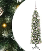 Vidaxl Umetno vitko božično drevo med 150 LED Zelena in Bela 120 cm
